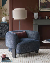 Florence navy mosaic chenille armchair