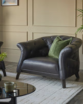Luxe black leather armchair