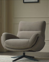 Piper mocha plush fabric occasional chair with footstool