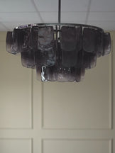 Estelle ombre smoked glass black steel chandelier light