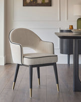 Clover ivory fabric dining armchair