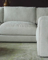 Lynetta natural weave small corner sofa with footstool