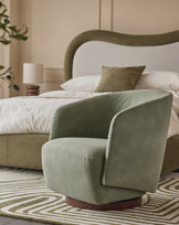 Natalia sage green faux leather swivel accent chair