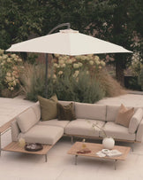 Alvaro natural garden left hand corner bench with coffee table set