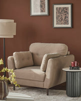 Delilah mocha plush fabric armchair