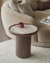 Rayna toronto marble dark wood side table