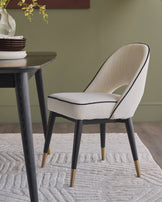 Clover ivory dual tone fabric dining chair with bronze legs
