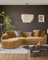 Ottilie ochre chenille left hand corner chaise sofa