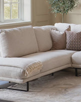 Colette natural fabric left hand corner chaise sofa