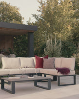 Savannah black garden large corner bench and coffee table set