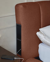 Lillian toffee red fabric king size ottoman storage bed