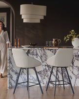 Cleo light grey faux leather swivel bar stool