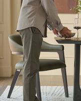 Dylan olive green leather dining chair
