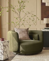 Henry olive green velvet love seat
