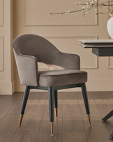 Clover mocha velvet dining armchair