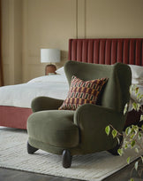 Harlan olive green velvet accent chair