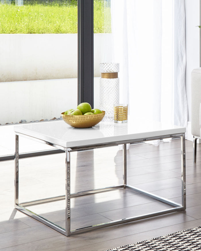 Acute White Gloss And Chrome Square Coffee Table