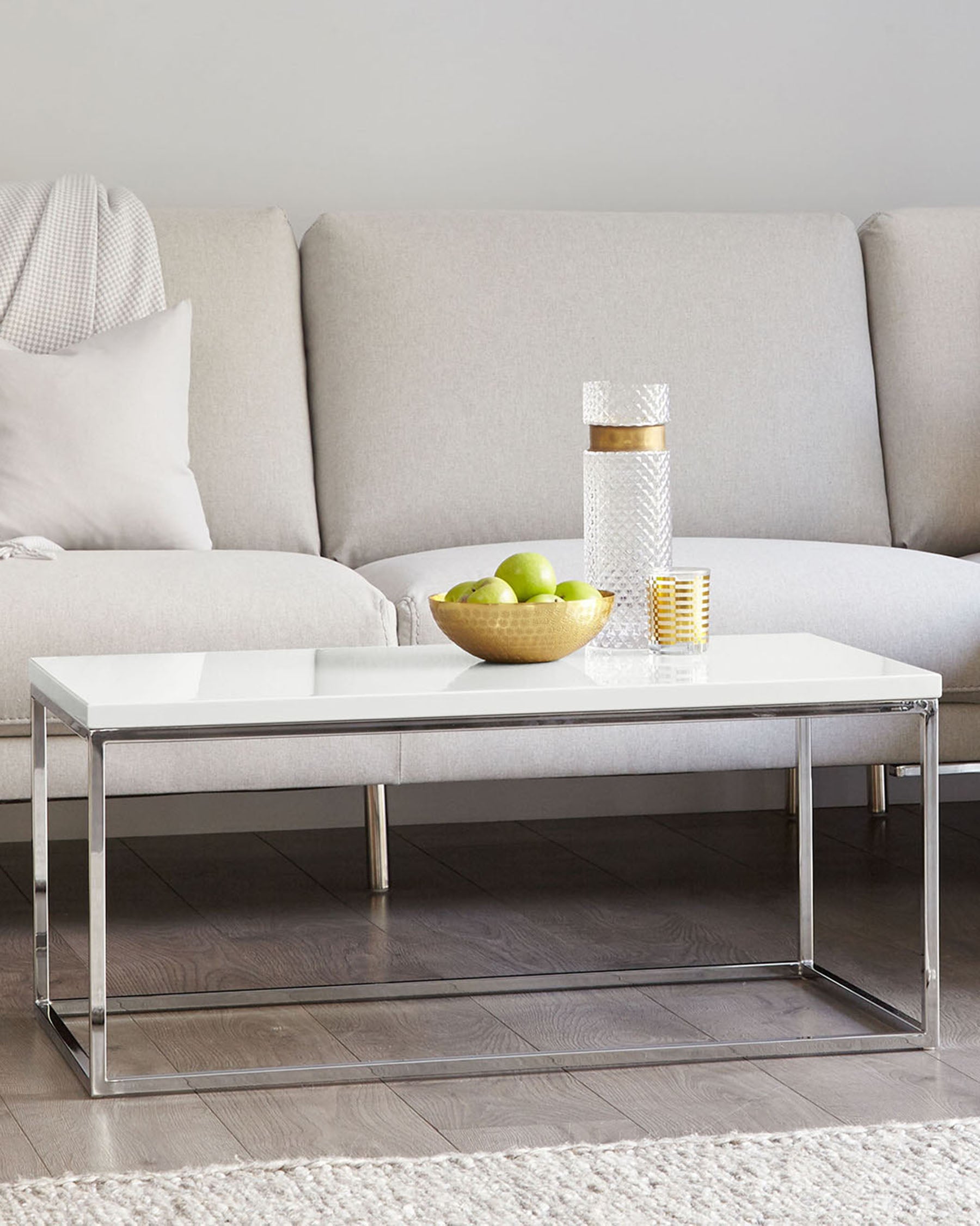 acute large white gloss and chrome coffee table