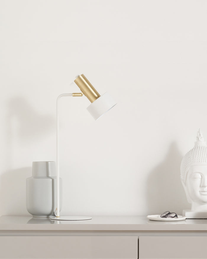 Alma White And Brass Table Lamp
