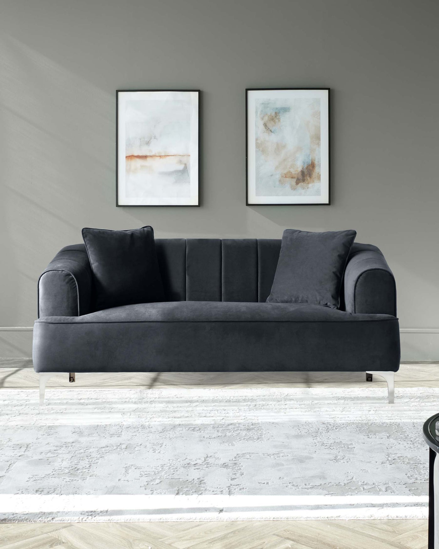 Archie II Dark Grey Velvet 2 Seater Sofa