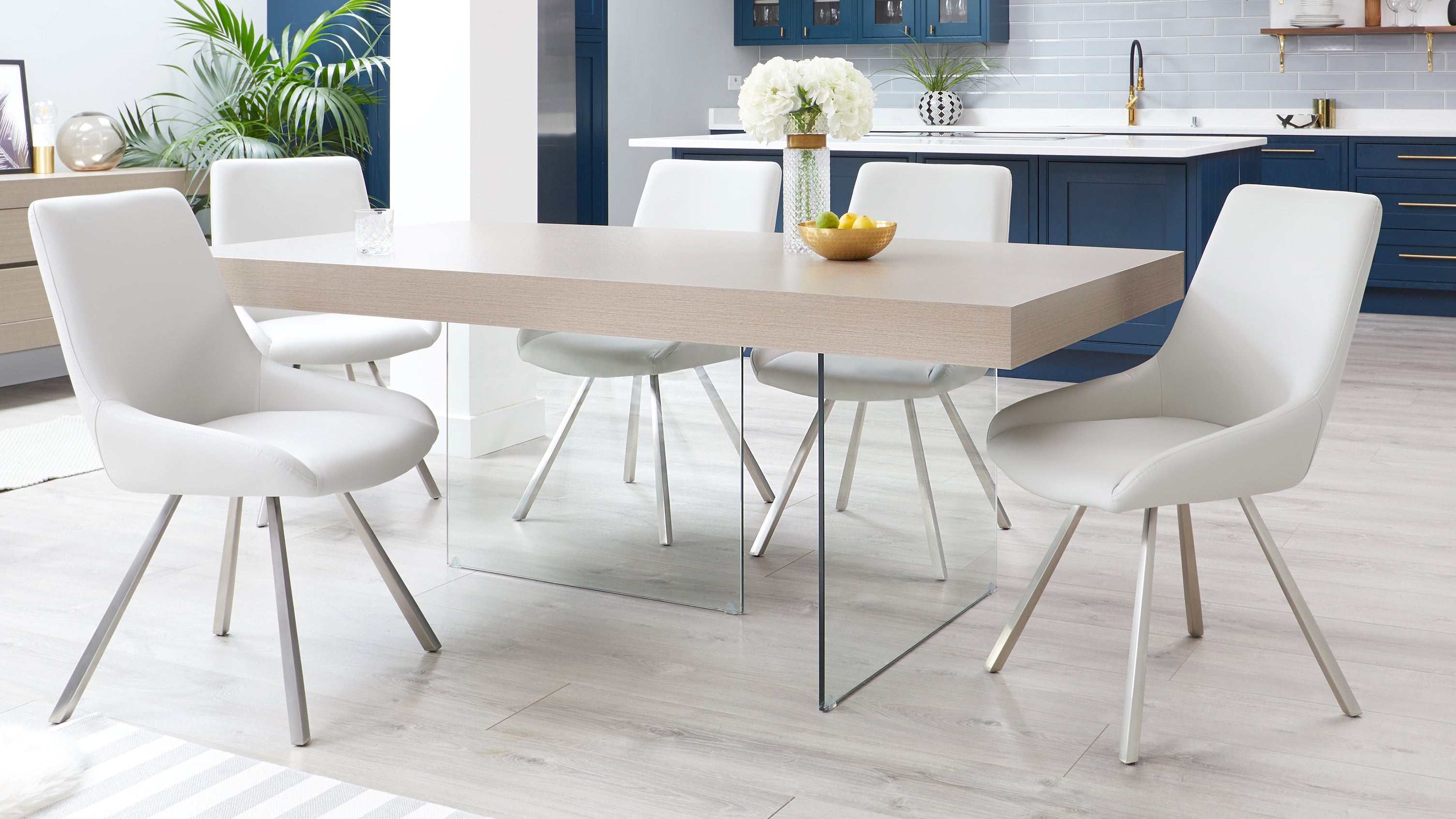 Aria Grey Oak And Glass And Theo Dining Set