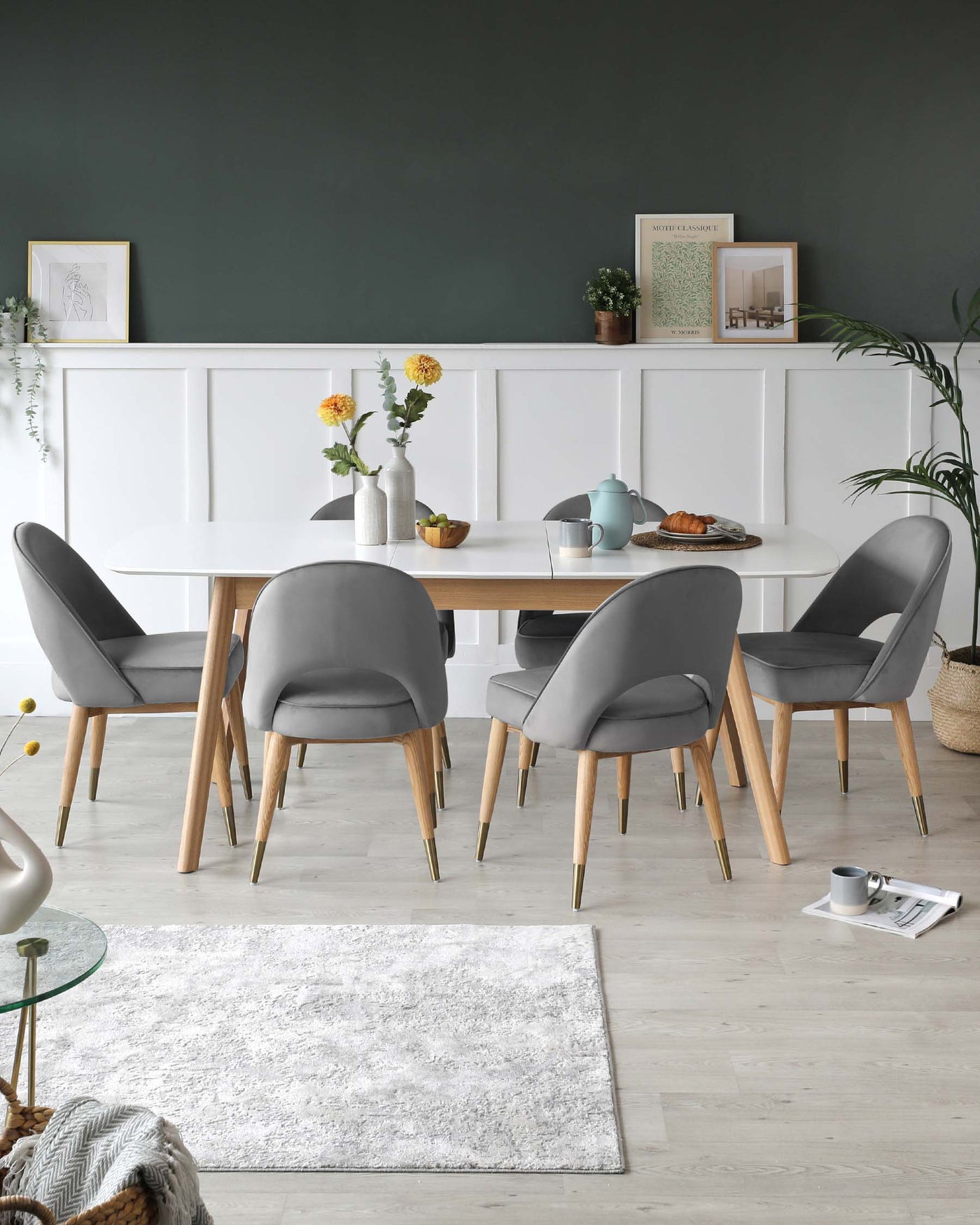 aver dining table and clover dining set grey