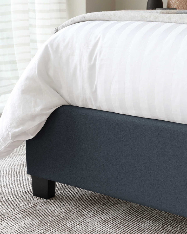 amalfi fabric double bed with storage navy