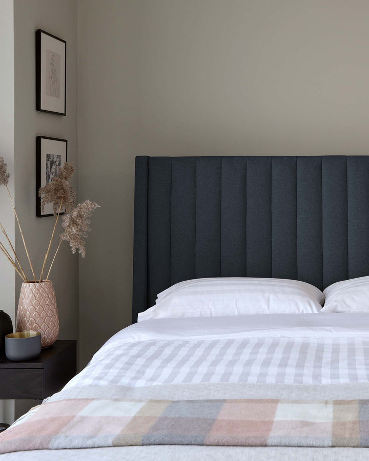 amalfi fabric double bed with storage navy