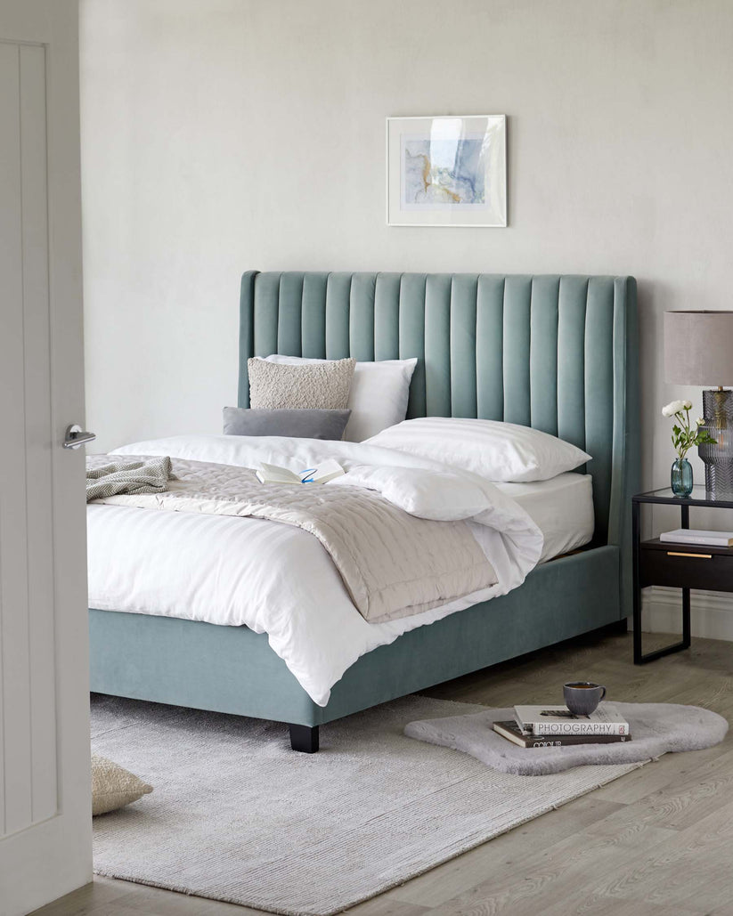 Amalfi Sage Green Velvet Double Ottoman Storage Bed – Danetti