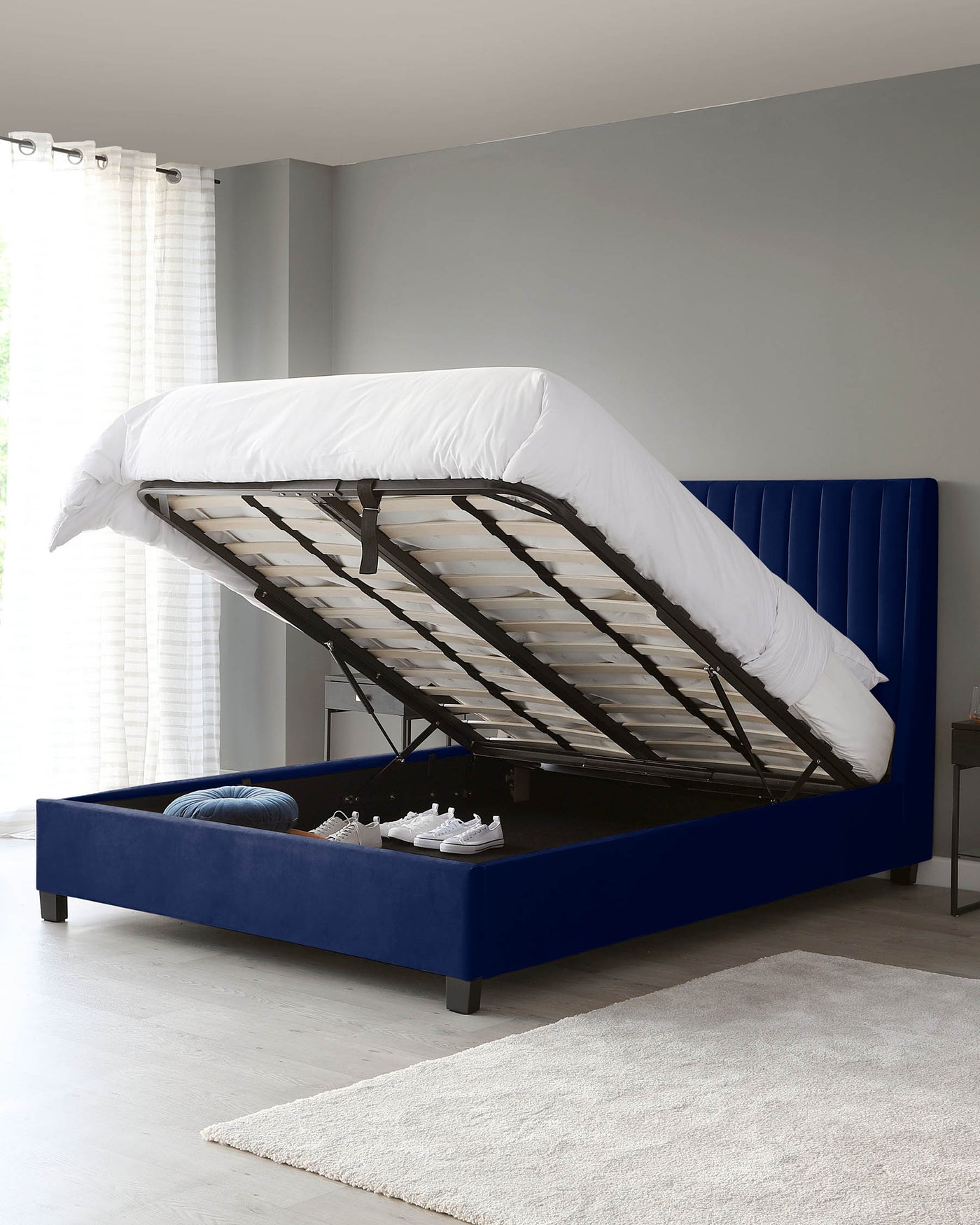 amalfi velvet super king size bed with storage navy