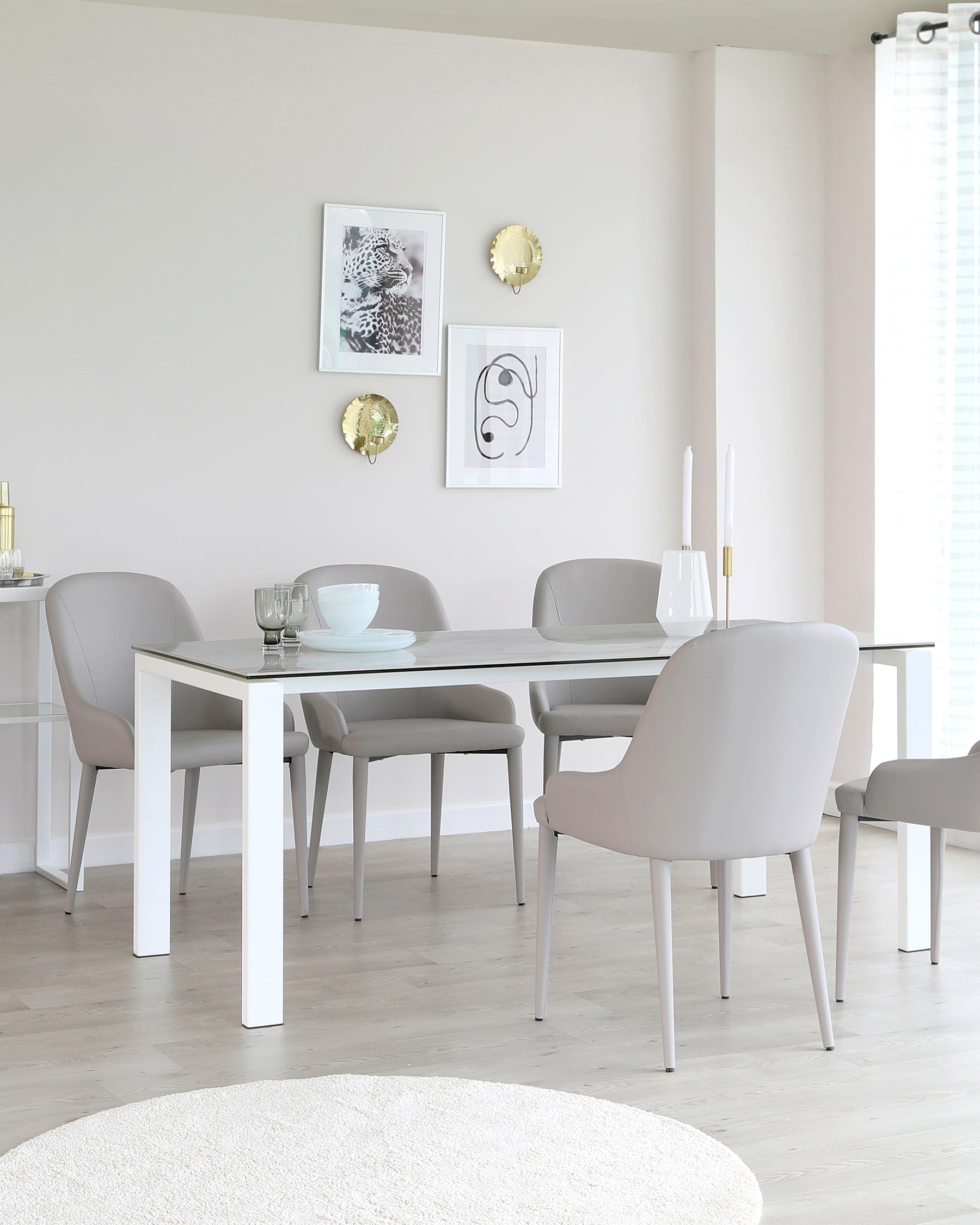 Anton White Ceramic Marble 6 Seater Dining Table