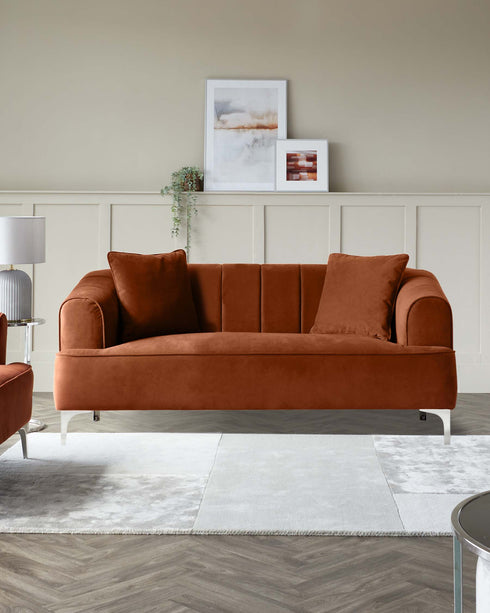 archie ii 2 seater sofa velvet rust