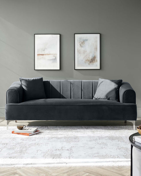 archie ii 3 seater sofa velvet dark grey
