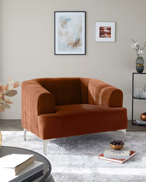 archie loveseat seater sofa velvet rust