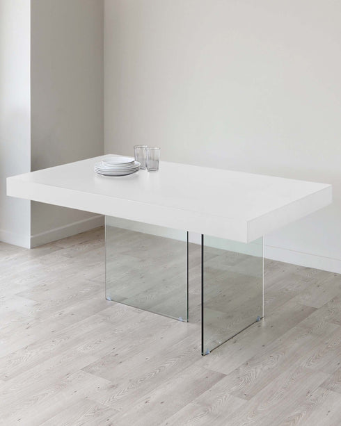 Aria White Oak And Glass 6 Seater Dining Table