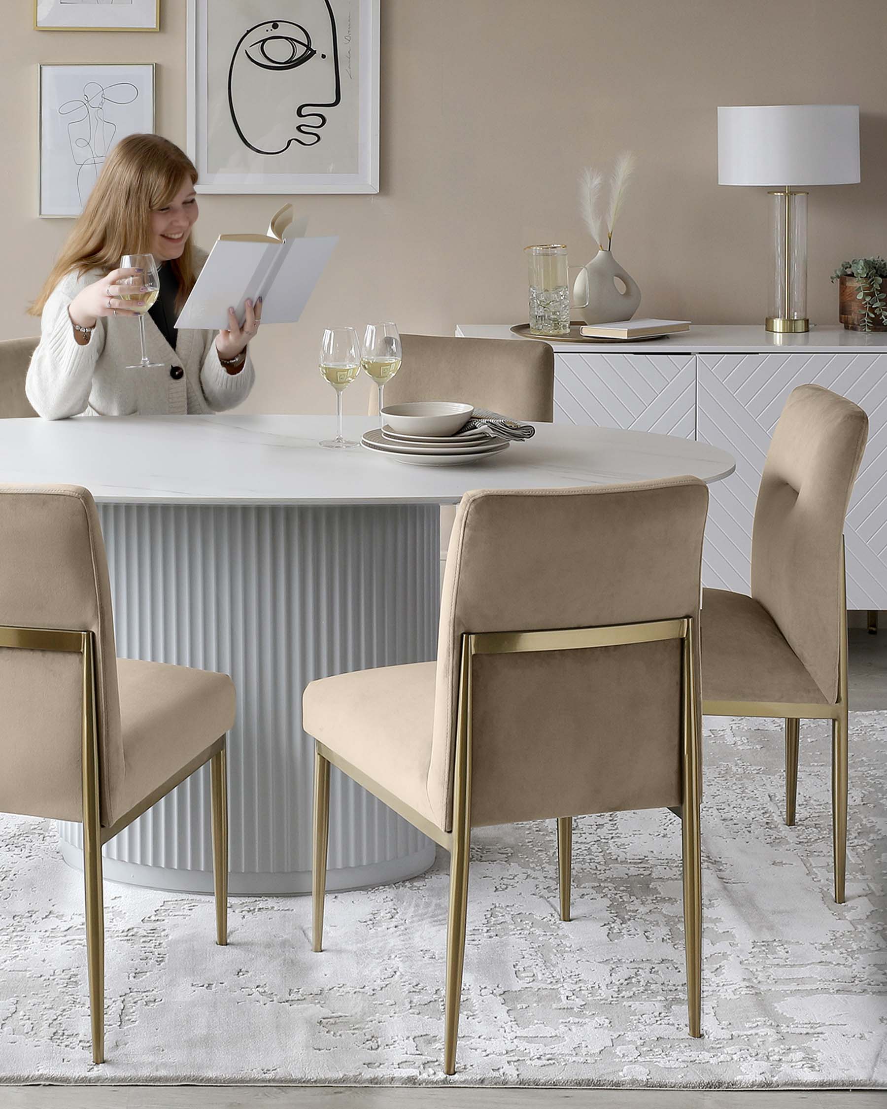 Velvet Dining Table White Velvet Chair With Gold Legs Keira