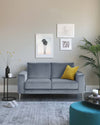 bailey velvet 2 seater sofa grey