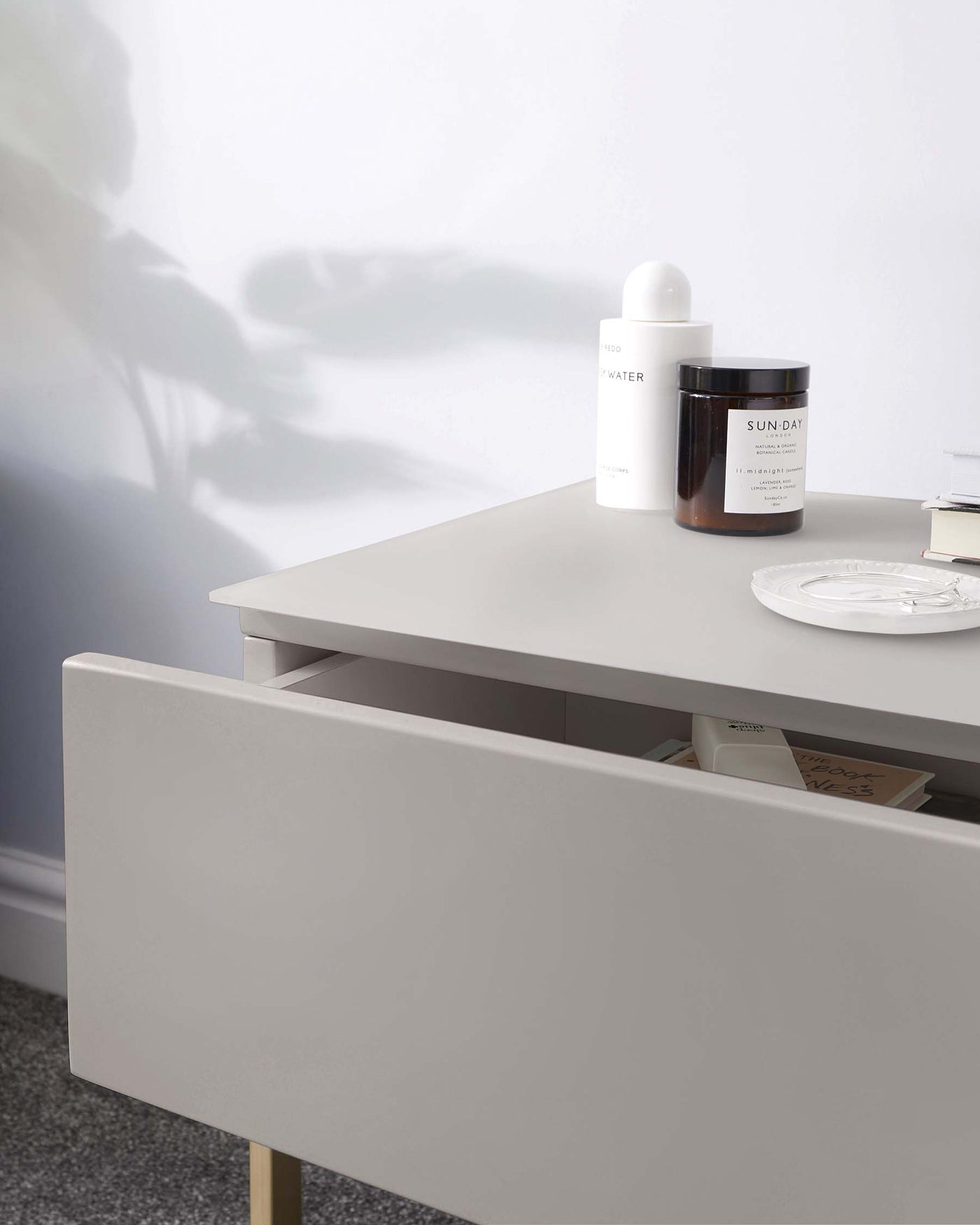 benton single drawer bedside table grey
