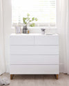 benton chest of drawers with brass legs white