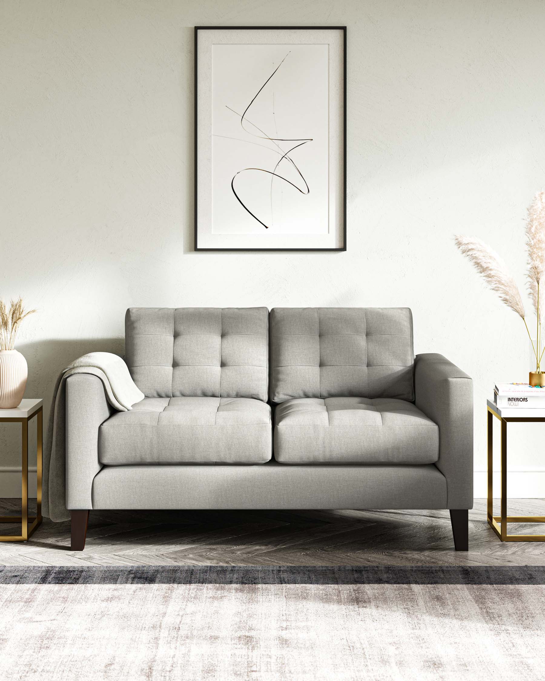 Blake Light Grey Fabric 2 Seater Sofa