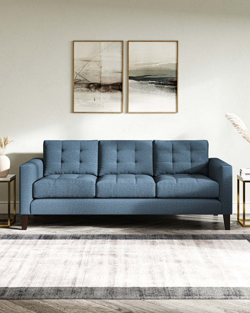 blake 3 seater fabric sofa genius linen mix blue