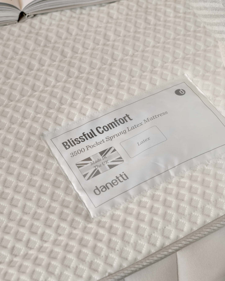 Danetti Blissful Comfort 3500 Pocket Sprung Latex Mattress, made in the UK. Close-up shot of the mattress pattern.
