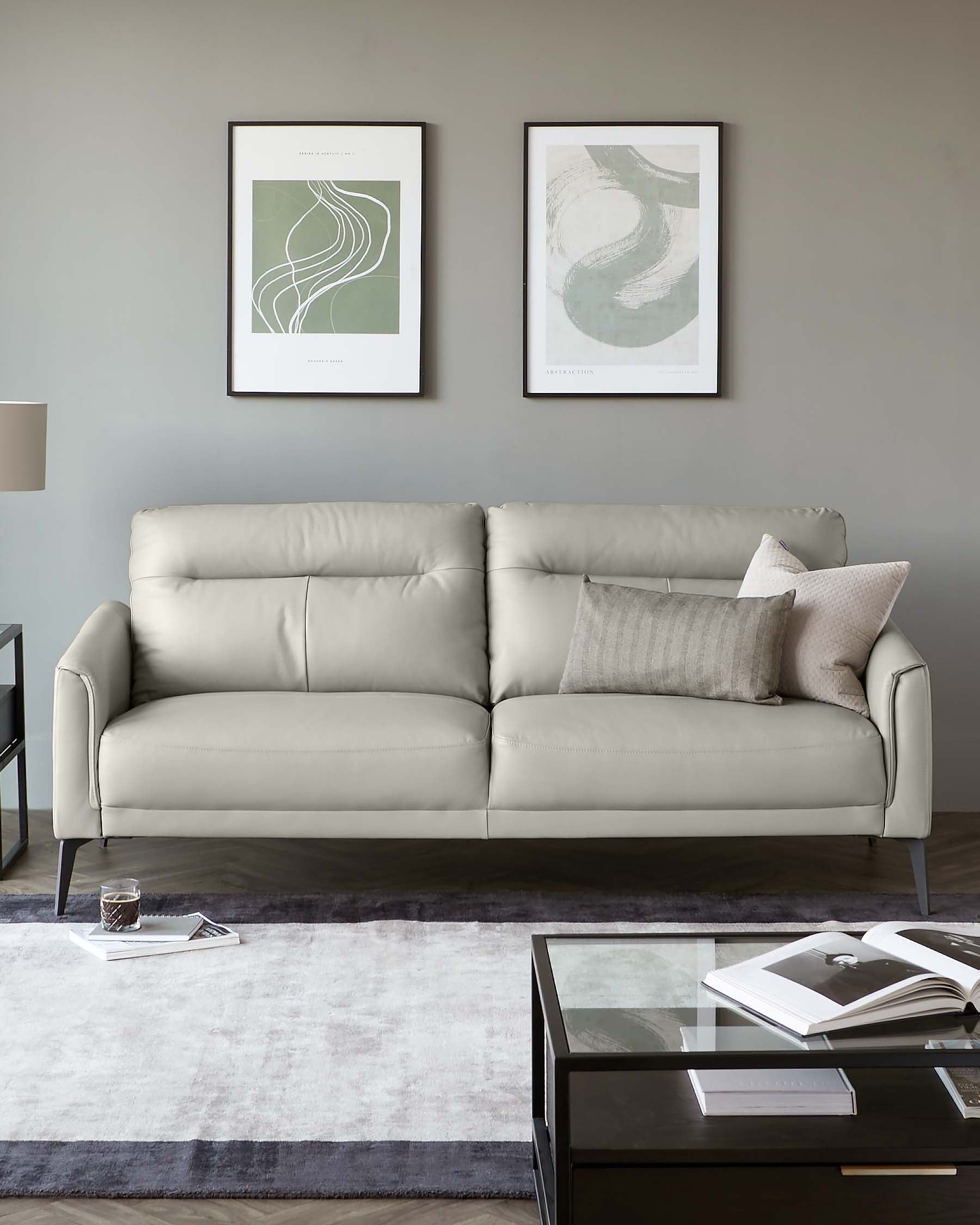 Brooks Light Grey Leather Seater Sofa Danetti1