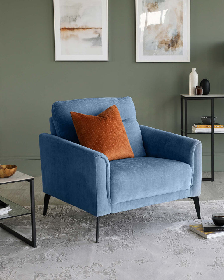 brooks fabric armchair blue