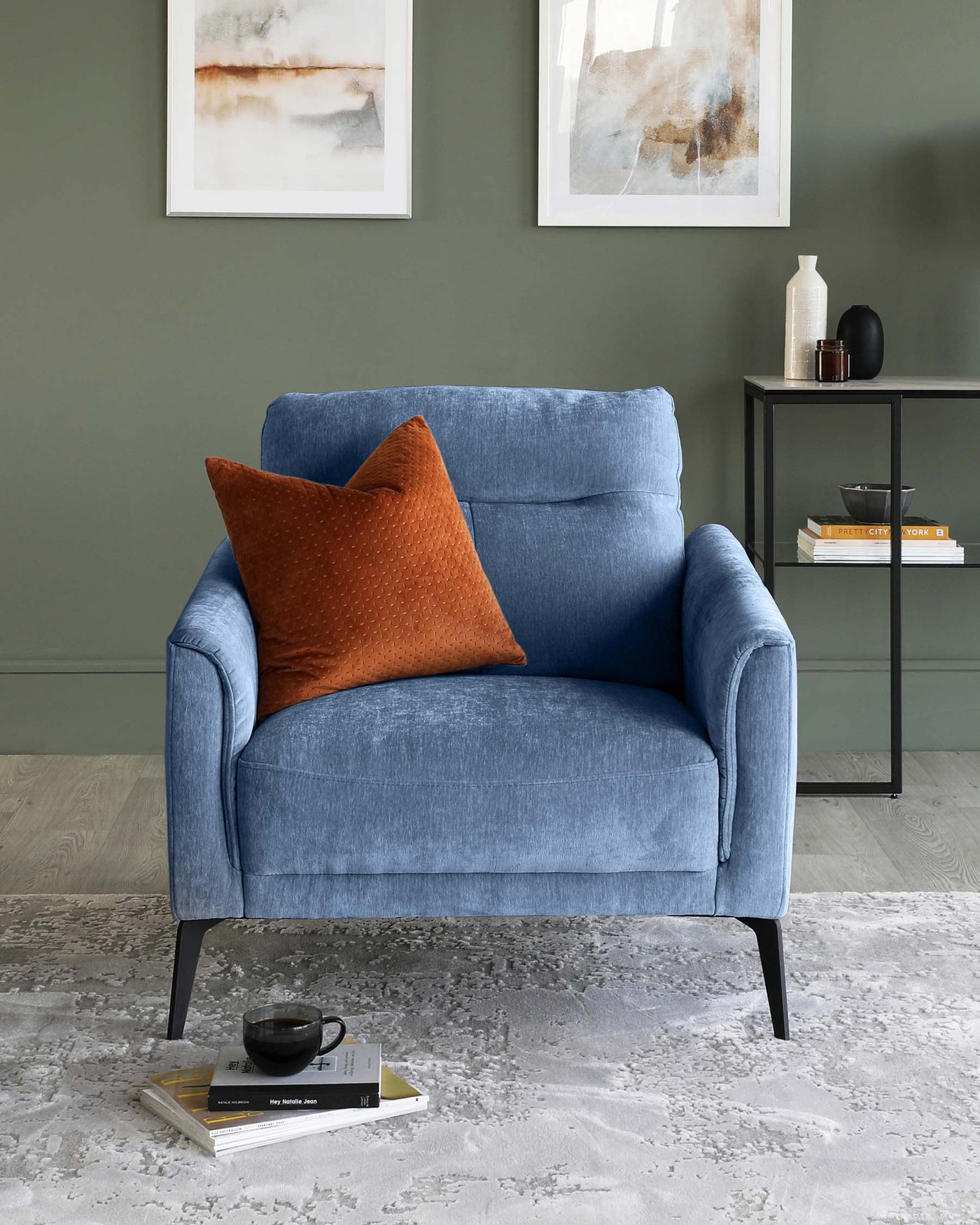 Brooks Blue Fabric Armchair