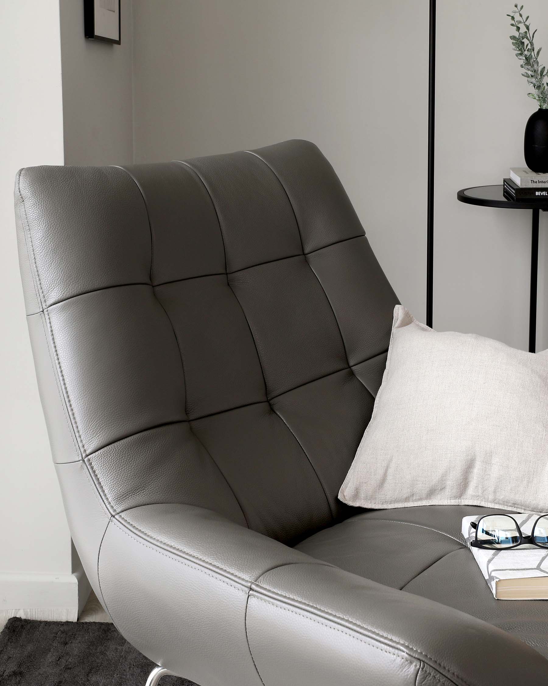 Dark Grey Accent Chair For Gray Couch Canio Dark Grey Leather And