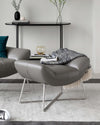 canio real leather brushed steel footstool dark grey