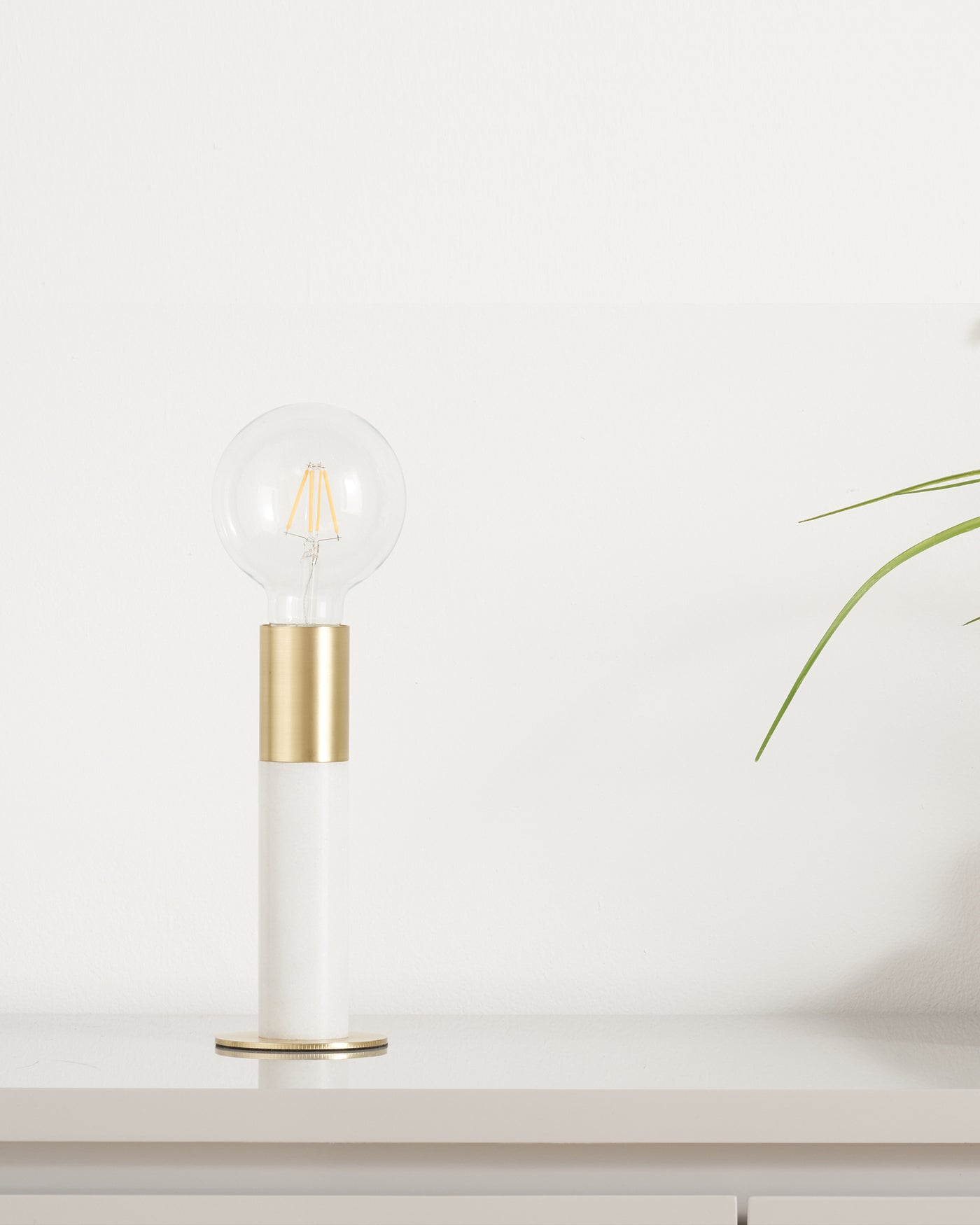Teo White Marble And Brass Table Lamp