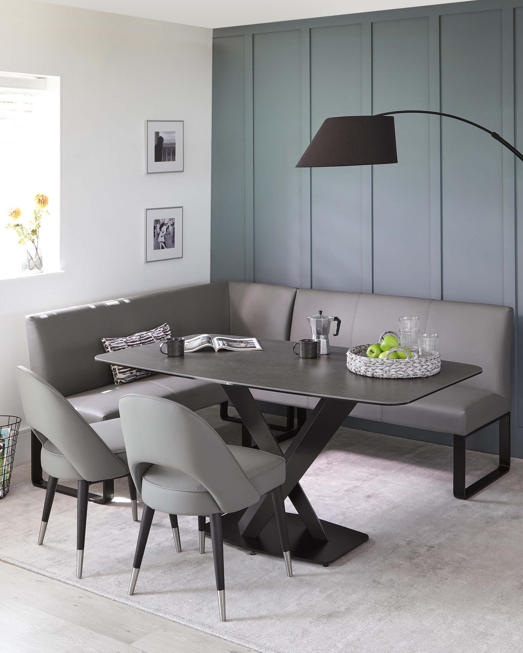 Faux Leather Corner Dining Room Set With Bench Design Dining Room