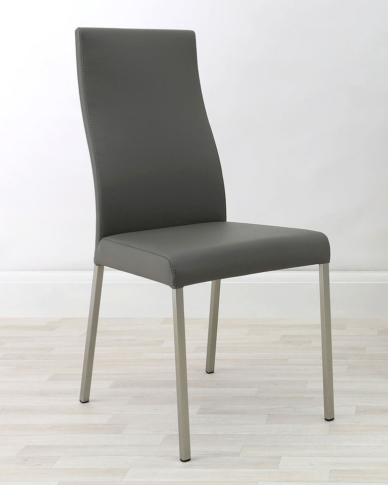 iva real leather dining chair dark grey